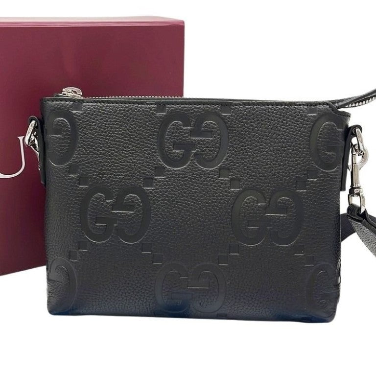 GUCCI グッチ ショルダーバッグ ジャンボGG 761747 ブラック系 レザー ユニセックス 2WAY シルバー金具 新品未使用展示品