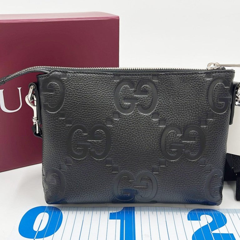 GUCCI グッチ ショルダーバッグ ジャンボGG 761747 ブラック系 レザー ユニセックス 2WAY シルバー金具 新品未使用展示品