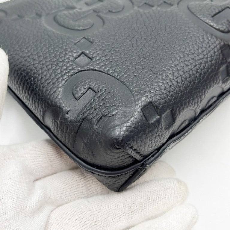 GUCCI グッチ ショルダーバッグ ジャンボGG 761747 ブラック系 レザー ユニセックス 2WAY シルバー金具 新品未使用展示品