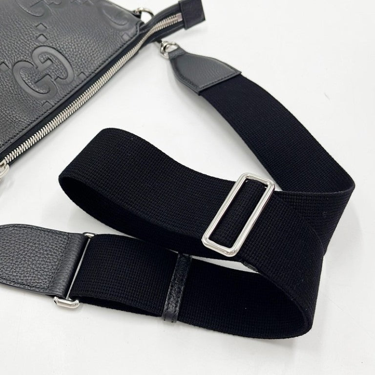 GUCCI グッチ ショルダーバッグ ジャンボGG 761747 ブラック系 レザー ユニセックス 2WAY シルバー金具 新品未使用展示品