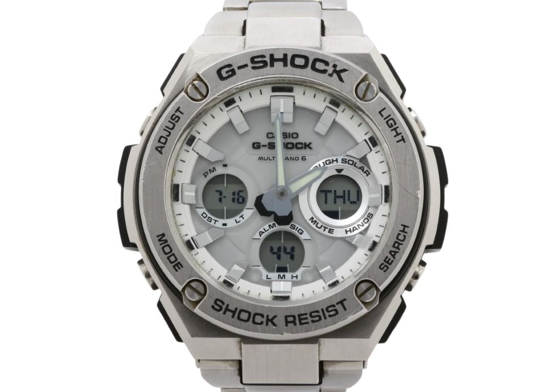 CASIO カシオ 時計 G-SHOCK G-STEEL GST-W1100-7AJF ホワイト シルバー系 ステンレス メンズ アナデジ 美品