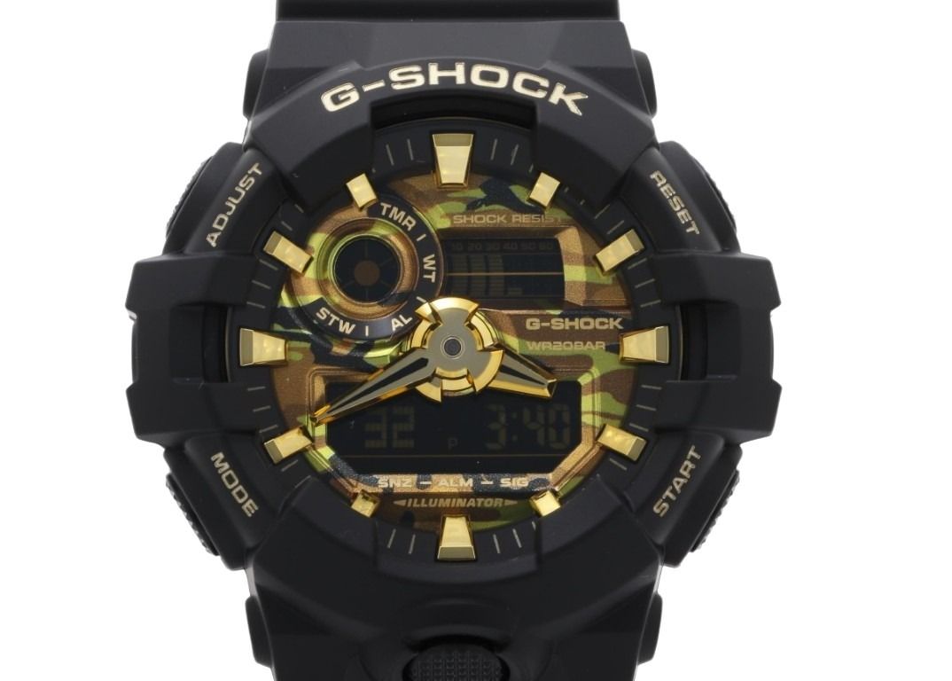 CASIO カシオ 時計 G-SHOCK BOLD CAMO SERIES, CAMO AND GOLD ANALOG-DIGITAL GA-700 SERIES GA-700CF-1AJF 迷彩 ブラック系 樹脂 樹脂バンド メンズ アナデジ 新品未使用展示品