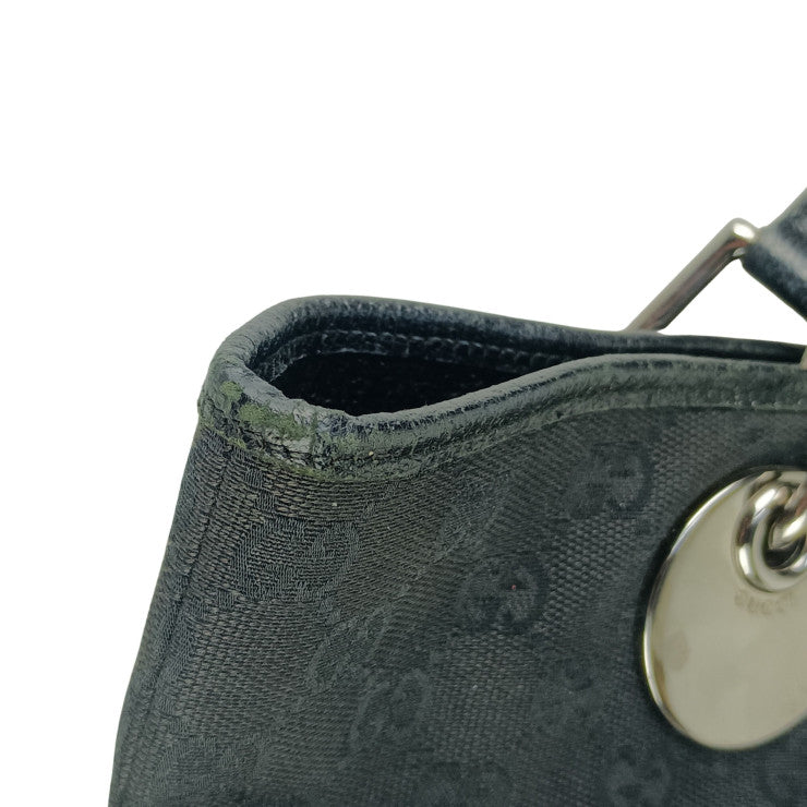 GUCCI グッチ トートバッグ GGキャンバス 120836 ブラック系 キャンバス レザー レディース シルバー金具 美品