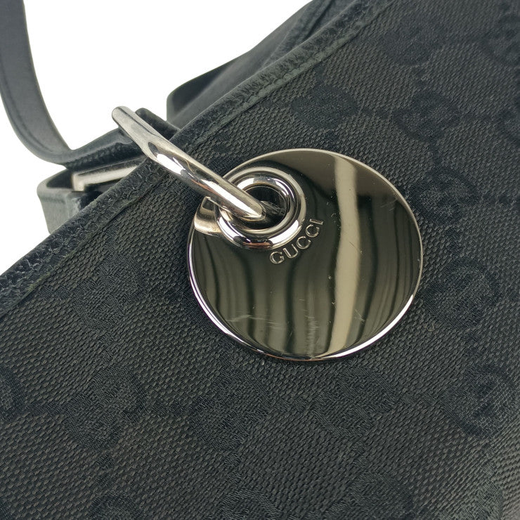 GUCCI グッチ トートバッグ GGキャンバス 120836 ブラック系 キャンバス レザー レディース シルバー金具 美品