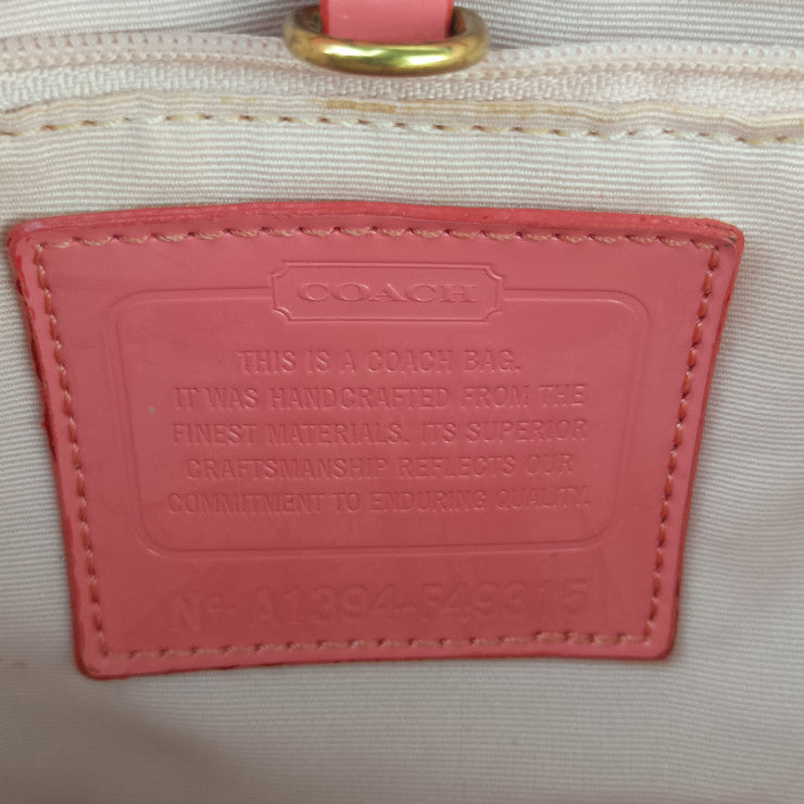 COACH コーチ ハンドバッグ シグネチャー ストライプ ミニトート F49315 ベージュ系 ピンク系 キャンバス レザー レディース ゴールド金具