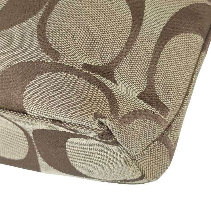 COACH コーチ ハンドバッグ シグネチャー ストライプ ミニトート F49315 ベージュ系 ピンク系 キャンバス レザー レディース ゴールド金具