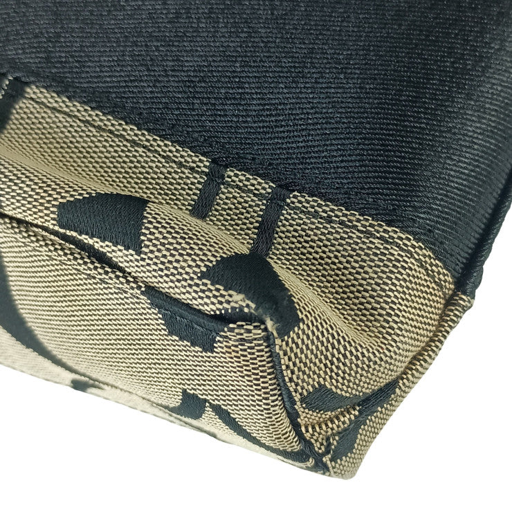 COACH コーチ ハンドバッグ シグネチャー F13674 ブラック系 キャンバス レザー レディース シルバー金具 美品