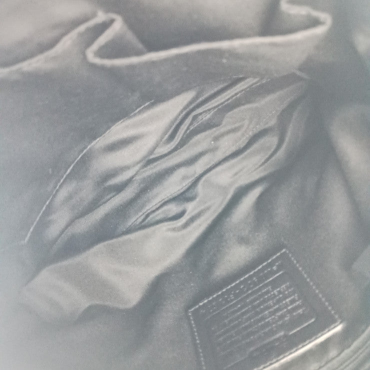 COACH コーチ ハンドバッグ シグネチャー F13674 ブラック系 キャンバス レザー レディース シルバー金具 美品
