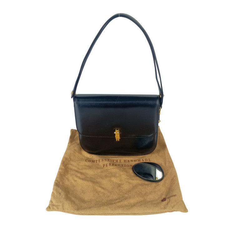 COMTESSE コンテス ハンドバッグ ショルダーバッグ ブラック系 レザー レディース ゴールド金具 2WAY 美品