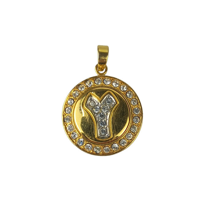YVES SAINT LAURENT イヴサンローラン ペンダントトップ ゴールド系 メタル ラインストーン レディース ヴィンテージ 美品