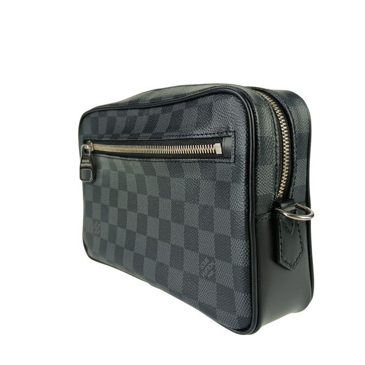 LOUIS VUITTON ルイヴィトン セカンドバッグ ポシェット カサイ N41664 ダミエ グラフィット PVC レザー メンズ シルバー金具 超美品