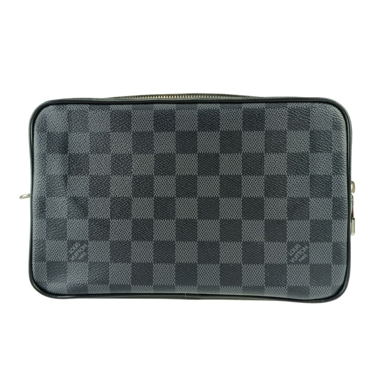 LOUIS VUITTON ルイヴィトン セカンドバッグ ポシェット カサイ N41664 ダミエ グラフィット PVC レザー メンズ シルバー金具 超美品