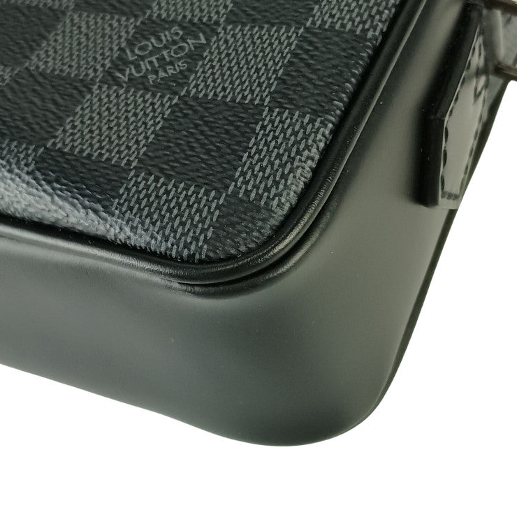 LOUIS VUITTON ルイヴィトン セカンドバッグ ポシェット カサイ N41664 ダミエ グラフィット PVC レザー メンズ シルバー金具 超美品