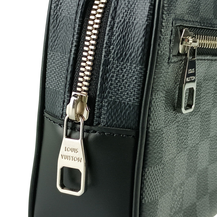 LOUIS VUITTON ルイヴィトン セカンドバッグ ポシェット カサイ N41664 ダミエ グラフィット PVC レザー メンズ シルバー金具 超美品