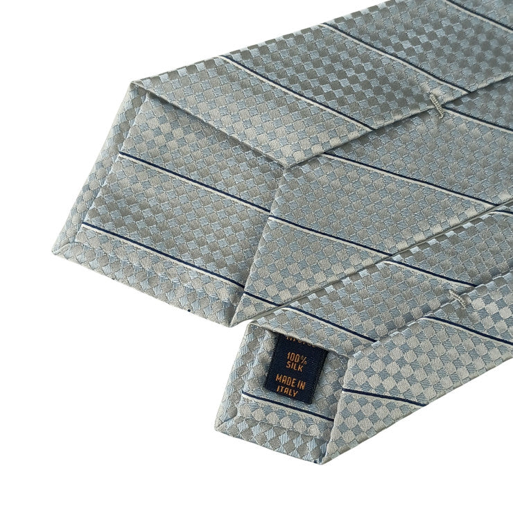 LOUIS VUITTON ルイヴィトン ネクタイ クラヴァット エク 8CM M78756 ブルーシエル シルク100％ メンズ マイクロダミエ 新古未使用展示品
