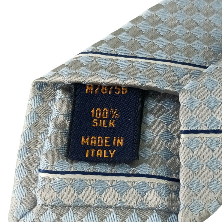LOUIS VUITTON ルイヴィトン ネクタイ クラヴァット エク 8CM M78756 ブルーシエル シルク100％ メンズ マイクロダミエ 新古未使用展示品
