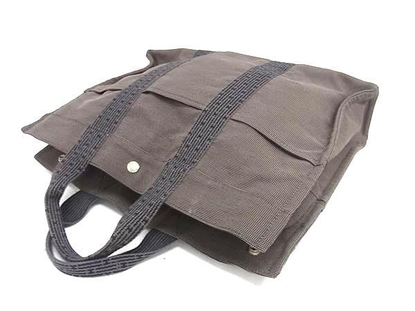HERMES エルメス トートバッグ エールライン トートMM グレー キャンバス ユニセックス シルバー金具 美品