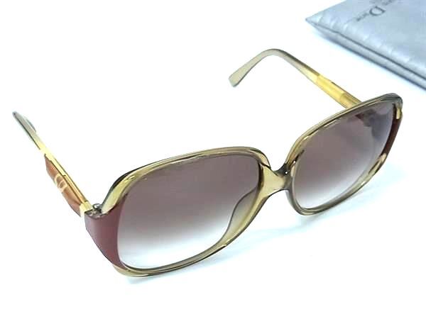 ChristianDior ディオール サングラス CDロゴ 2238 ブラウン クリアグレージュ プラスチック レディース 美品