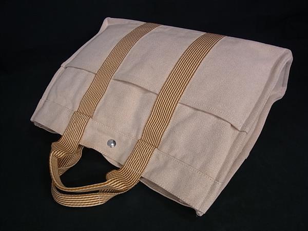 HERMES エルメス トートバッグ ニューフールトゥ トートMM オレンジ系 キャンバス レディース 美品