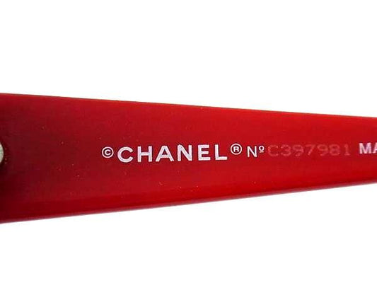 CHANEL シャネル サングラス マトラッセ 5006 ブラック レッド クリアブラック プラスチック レディース ココマーク 美品