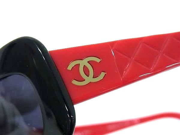 CHANEL シャネル サングラス マトラッセ 5006 ブラック レッド クリアブラック プラスチック レディース ココマーク 美品