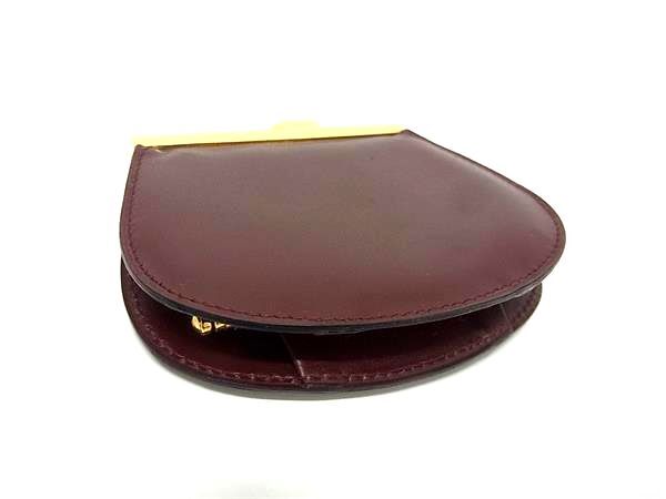 Cartier カルティエ コインケース マストライン ボルドー レザー レディース がま口 ゴールド金具