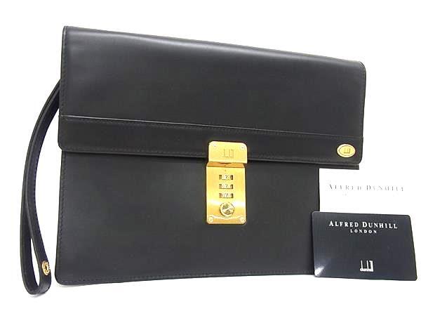 dunhill ダンヒル クラッチバッグ オックスフォード ブラック レザー メンズ ゴールド金具