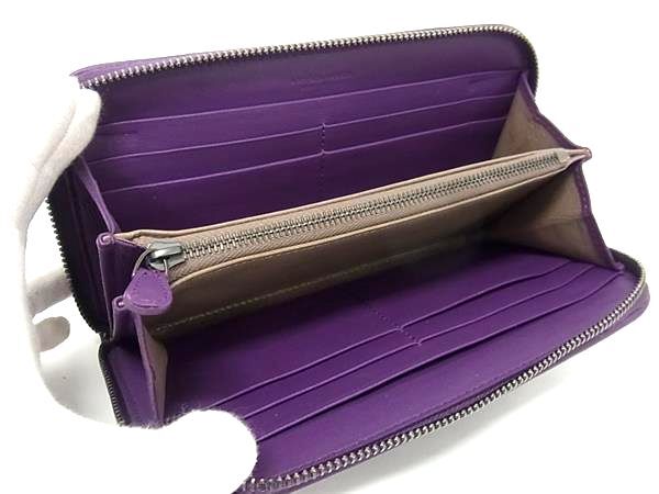 BOTTEGA VENETA ボッテガヴェネタ 財布 イントレチャート 114076 パープル レザー ユニセックス ラウンドファスナー 長財布 美品