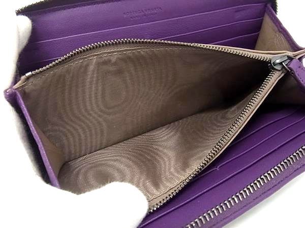 BOTTEGA VENETA ボッテガヴェネタ 財布 イントレチャート 114076 パープル レザー ユニセックス ラウンドファスナー 長財布 美品
