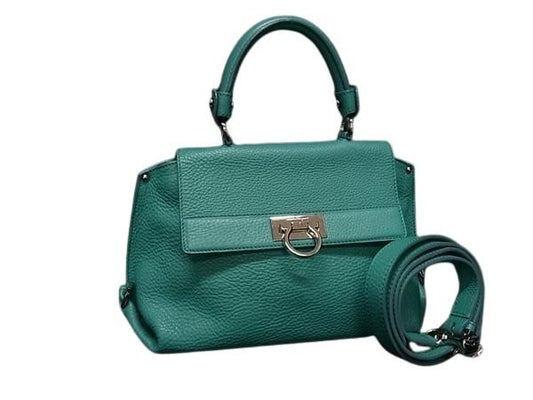 Salvatore Ferragamo フェラガモ ハンドバッグ ガンチーニ ソフィア BW21 B356 グリーン系 レザー レディース 2WAY シルバー金具