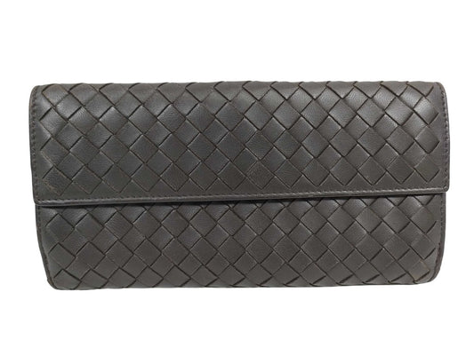 BOTTEGA VENETA ボッテガヴェネタ 長財布 イントレチャート 134075 ブラウン レザー ユニセックス Wホック 二つ折り