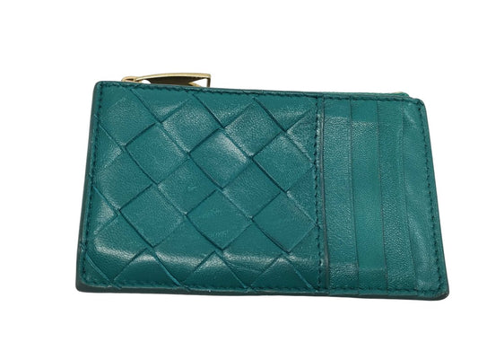 BOTTEGA VENETA ボッテガヴェネタ コイン カードケース イントレチャート フラグメントケース グリーン系 レザー ユニセックス ゴールド金具