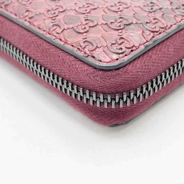 GUCCI グッチ 財布 マイクログッチシマ 307987 ワインレッド パイソン×レザー ユニセックス ラウンドファスナー長財布 超美品