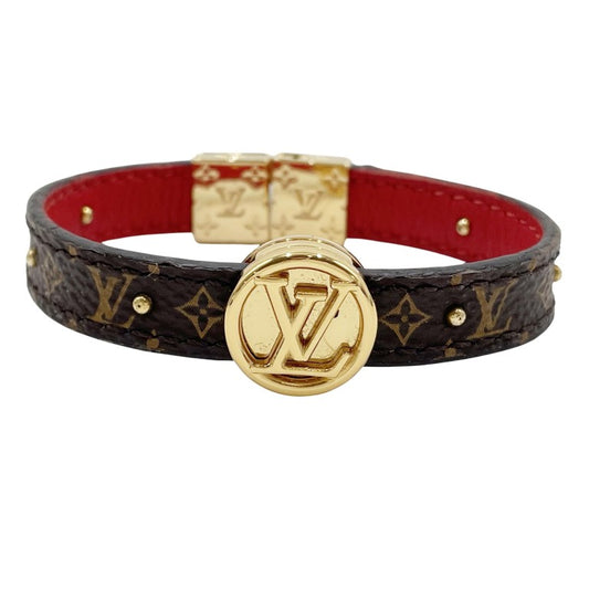 LOUIS VUITTON ルイヴィトン ブレスレット ブラスレ･LVサークルリバーシブル M6268E ブラウン ルージュ モノグラム レザー レディース ゴールド金具 美品