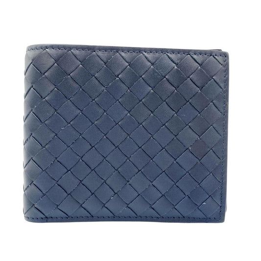 BOTTEGA VENETA ボッテガヴェネタ 財布 イントレチャート 113993 ブルー カーフ メンズ 2つ折り財布 超美品