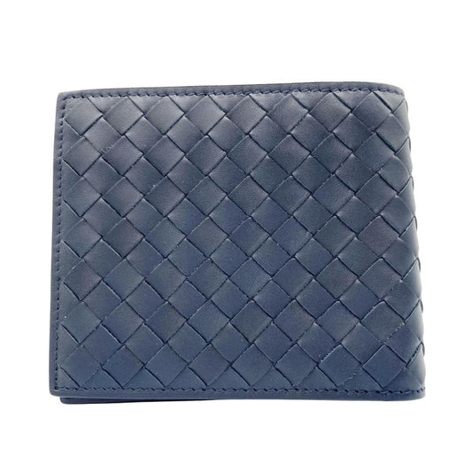 BOTTEGA VENETA ボッテガヴェネタ 財布 イントレチャート 113993 ブルー カーフ メンズ 2つ折り財布 超美品