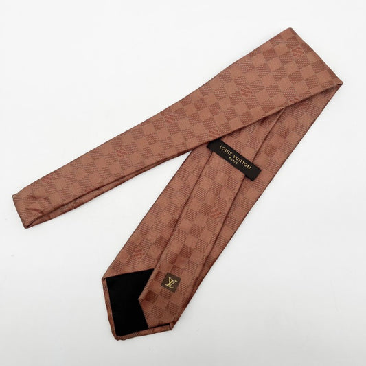 LOUIS VUITTON ルイヴィトン ネクタイ ダミエ レッド系 シルク100％ メンズ 美品