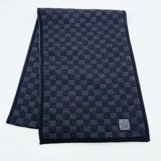 LOUIS VUITTON ルイヴィトン スカーフ・マフラー マフラー･ネオ プティ ダミエ M77988 ブラック系 ウール100％ メンズ 美品
