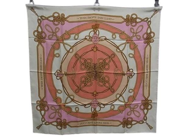 GUCCI グッチ 大判 スカーフ 703096 マルチカラー系 シルク100% レディース ロープ柄 新古品未使用品