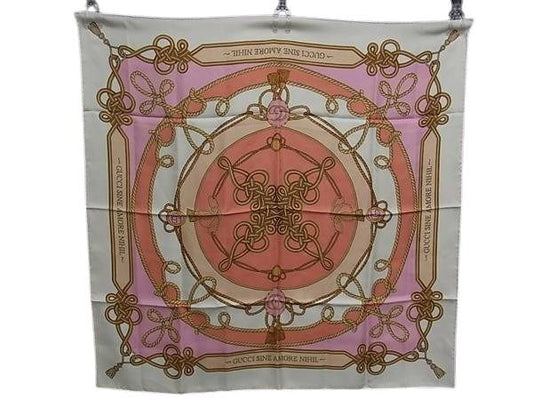 GUCCI グッチ 大判 スカーフ 703096 マルチカラー系 シルク100% レディース ロープ柄 新古品未使用品
