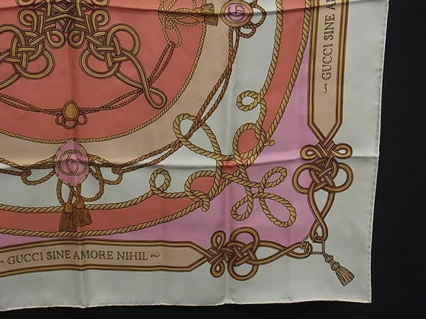GUCCI グッチ 大判 スカーフ 703096 マルチカラー系 シルク100% レディース ロープ柄 新古品未使用品