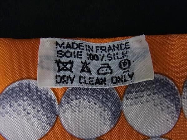 HERMES エルメス リボンスカーフ ツイリー オレンジ系 シルク100% レディース BALLS DE GOLF 超美品