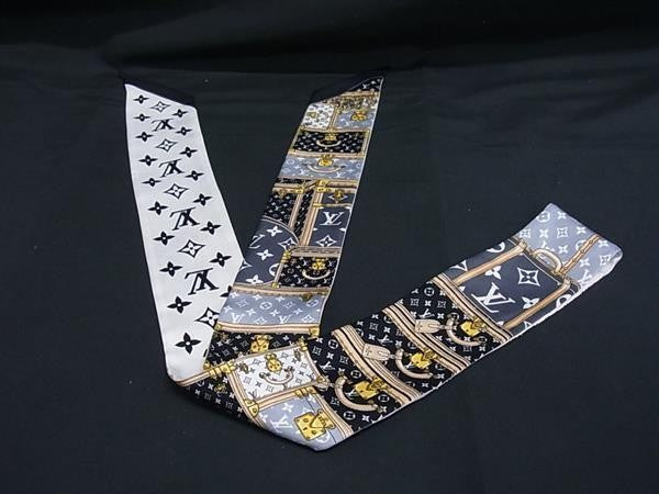 LOUIS VUITTON ルイヴィトン リボンスカーフ バンドーBB レッツ ゴー M76442 マルチカラー系 シルク100% レディース モノグラム 超美品