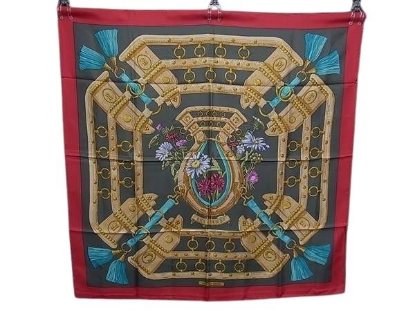 HERMES エルメス 大判 スカーフ カレ90 マルチカラー系 シルク100% レディース AUX CHAMPS フィールドへ 新品未使用展示品