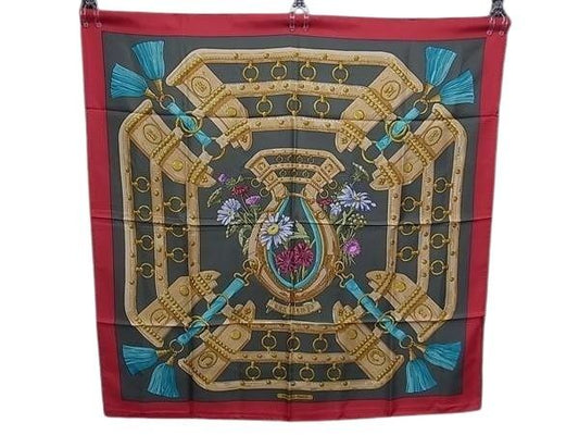 HERMES エルメス 大判 スカーフ カレ90 マルチカラー系 シルク100% レディース AUX CHAMPS フィールドへ 新品未使用展示品