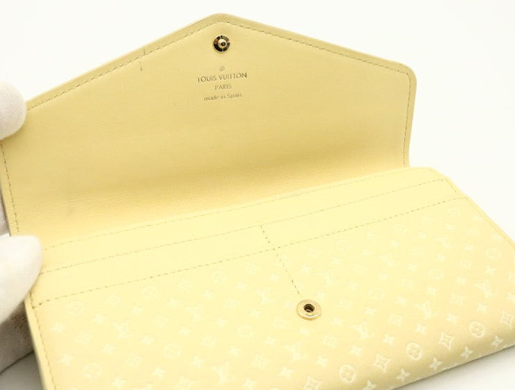 LOUIS VUITTON ルイヴィトン 財布 ポルトフォイユサラNM M82231 ジョーヌ（イエロー系） ナノモノグラム レディース ゴールド金具 美品