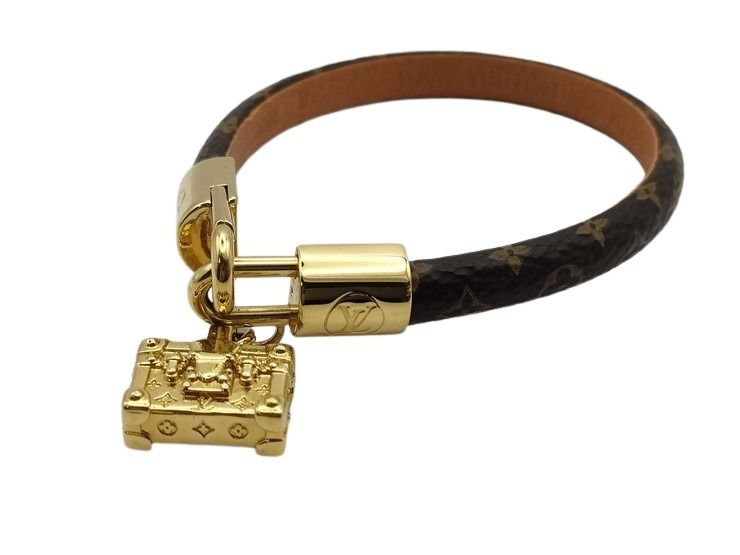 LOUIS VUITTON ルイヴィトン ブレスレット ブラスレ スピーディー M8031 ブラウン ゴールド系 モノグラムアンプラント レディース 超美品