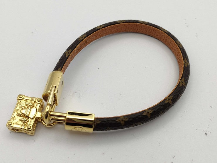 LOUIS VUITTON ルイヴィトン ブレスレット ブラスレ スピーディー M8031 ブラウン ゴールド系 モノグラムアンプラント レディース 超美品