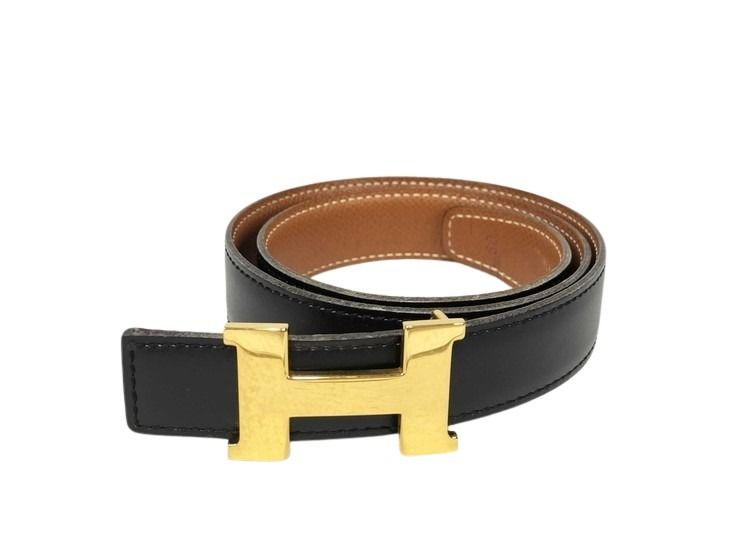 HERMES エルメス ベルト ミニ コンスタンス Hベルト ブラック ゴールド系 レザー レディース H金具 ゴールド金具 美品