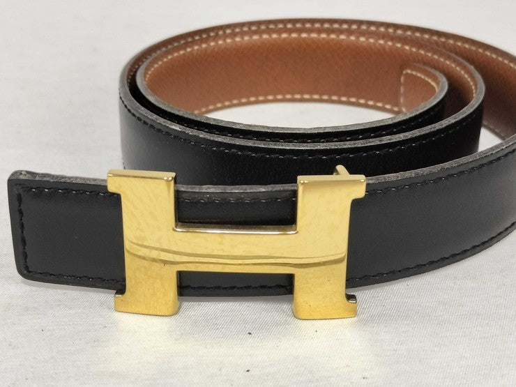 HERMES エルメス ベルト ミニ コンスタンス Hベルト ブラック ゴールド系 レザー レディース H金具 ゴールド金具 美品